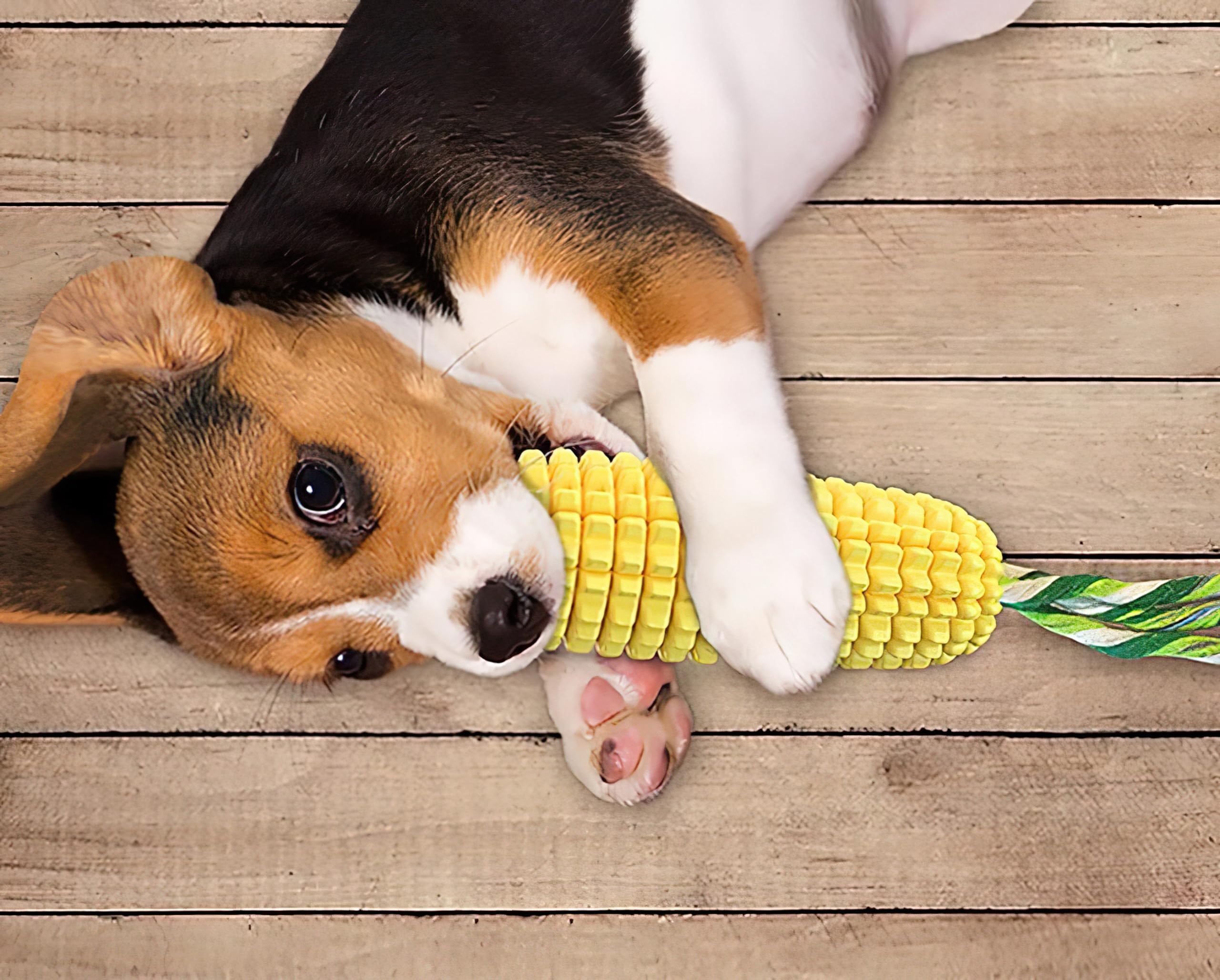 Generic Dog Chew Toys for Aggressive Chewers – 2 Pcs Set Indestructible Tough Durable Squeaky Interactive Dog Corn Stick Toys for Small Medium Large Pet Super Fun Puppy Teeth Chew, Yellow