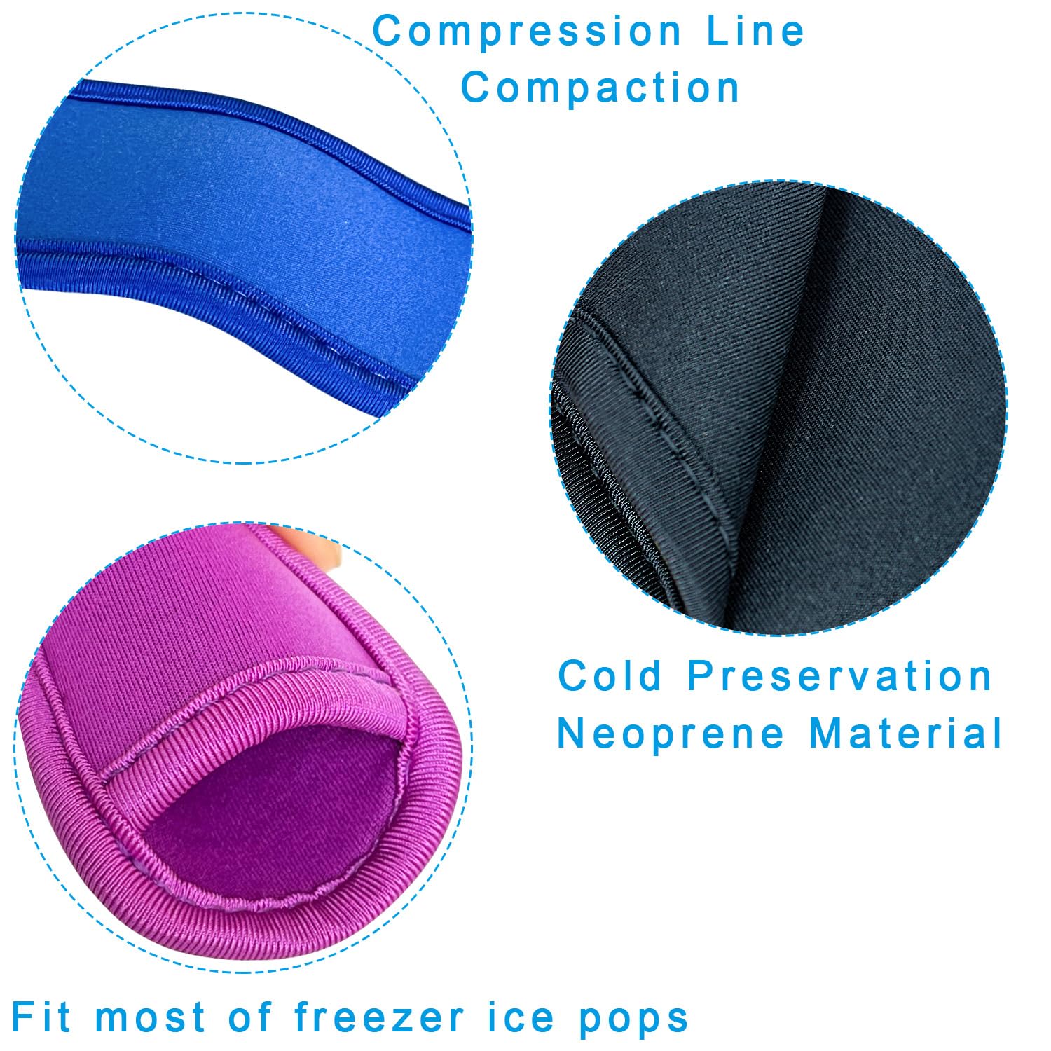 Hzran Ice Pop Sleeves, 8 Pieces Ice Pop Neoprene Insulator Sleeves, Freezer Popsicle Holder Sleeves, Colorful Ice Sleeves Holder Bag, Reusable Washable Ice Popsicle Holders for Kids.