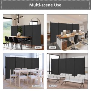 Spurgehom Room Divider 4 Panel Folding Partition Privacy Screens, Freestanding Fabric Room Panel Portable Room Partition Wall Dividers for Home Office Room Restaurant, 136" W X 72" H (Black)