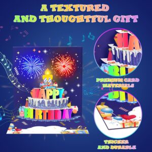 Lupow Pop up Birthday Cards,Musical Happy Birthday Card with Light Up Fireworks,Funny Birthday Gift Card for Women Men Husband Mom Kids Friend Grandpa and Grandma