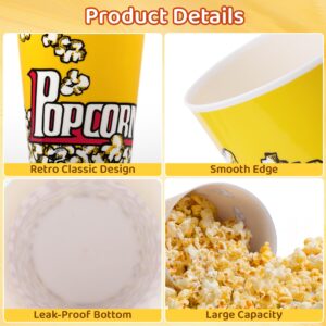 KORCCI Plastic Popcorn Containers 4Packs-Reusable Popcorn Bucket Retro Style for Movie Night, Classic Popcorn Bowl, 7.7"Tall x 4.4"Top Diameter,32oz