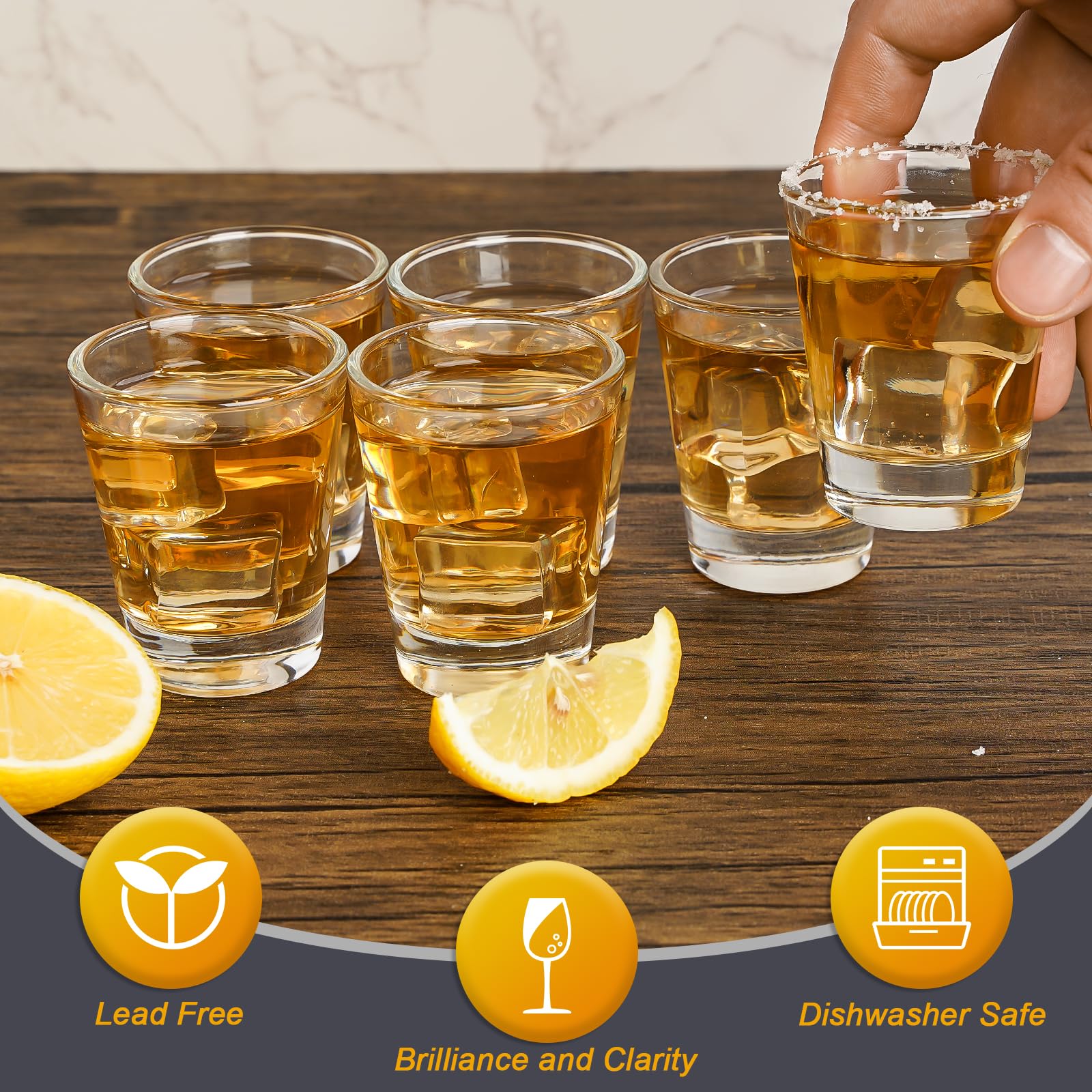 LEYU Shot Glasses Set of 12, Clear Small Shot Glass for Whiskey Tequila Vodka, 1.5oz Mini Glassware Cups With Heavy Base - Stackable