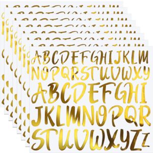 taobary 8 sheets alphabet stickers self adhesive vinyl letter stickers calligraphy letter stickers for mailbox, signs, window, door, cars, trucks, home, business, address number(gold,1'', 1.5'')