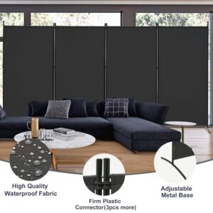 Spurgehom Room Divider 4 Panel Folding Partition Privacy Screens, Freestanding Fabric Room Panel Portable Room Partition Wall Dividers for Home Office Room Restaurant, 136" W X 72" H (Black)