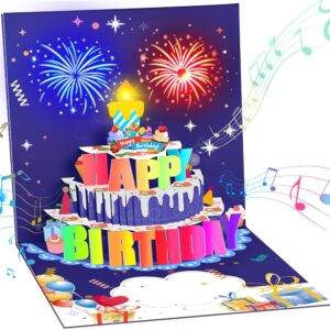 lupow pop up birthday cards,musical happy birthday card with light up fireworks,funny birthday gift card for women men husband mom kids friend grandpa and grandma