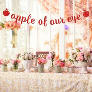 Maicaiffe Apple of Our Eye Banner - Baby Shower Gender Reveal Party Decor - Fruit Theme Apple 1st Birthday Party Decorations, Red Glitter