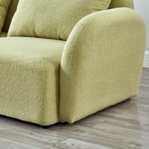 Bellemave Loveseat Sofa Couch 2 Seater Couch with Pillows Teddy Fabric 2-Person Sofa Love Seat 2 Cushion Sofa for Living Room, Apartment (Green)