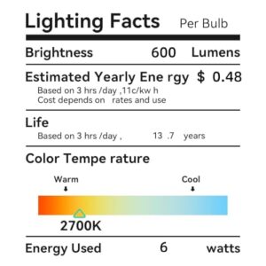 Brighfivey Frosted LED Globe Light Bulb, Warm White 2700K CRI 90, 600LM 6W E26 Medium Base, Light Bulbs 60 Watt Equivalent G30/G95 Dimmable Edison Bulb, 1 Pack