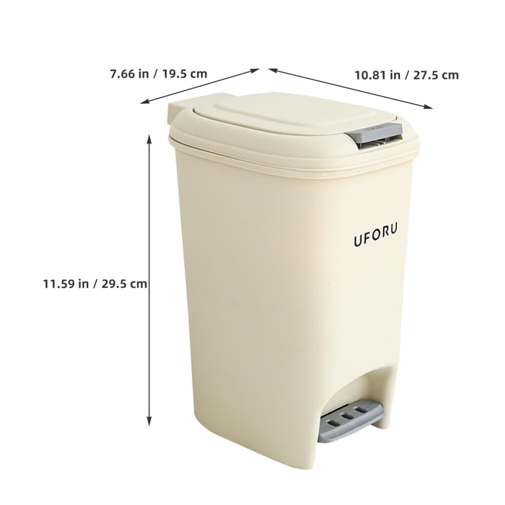 Luxshiny Bathroom Trash Can with Lid 8L Step Garbage Can Plastic Wastebasket with Lid Waste Bin for Kitchen Office Bedroom