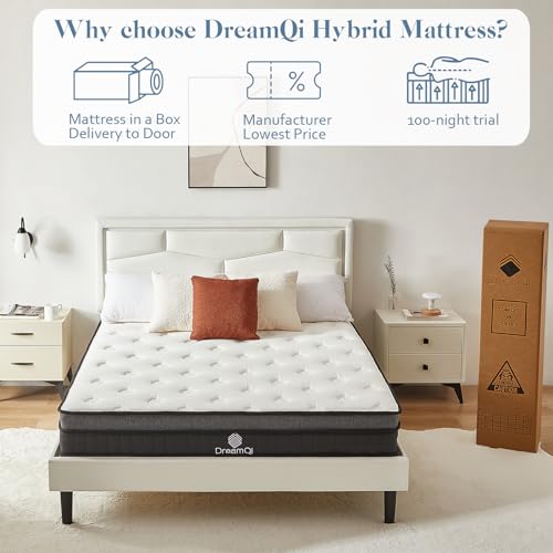 DreamQi Twin Mattress,Twin Size Mattresses,Gel Memory Foam and Pocket Spring 8 Inch Hybrid Twin Mattress for Kids,Medium Firm,Breathable Comfort Soft Twin Bed Mattress in a Box,Pressure Relief