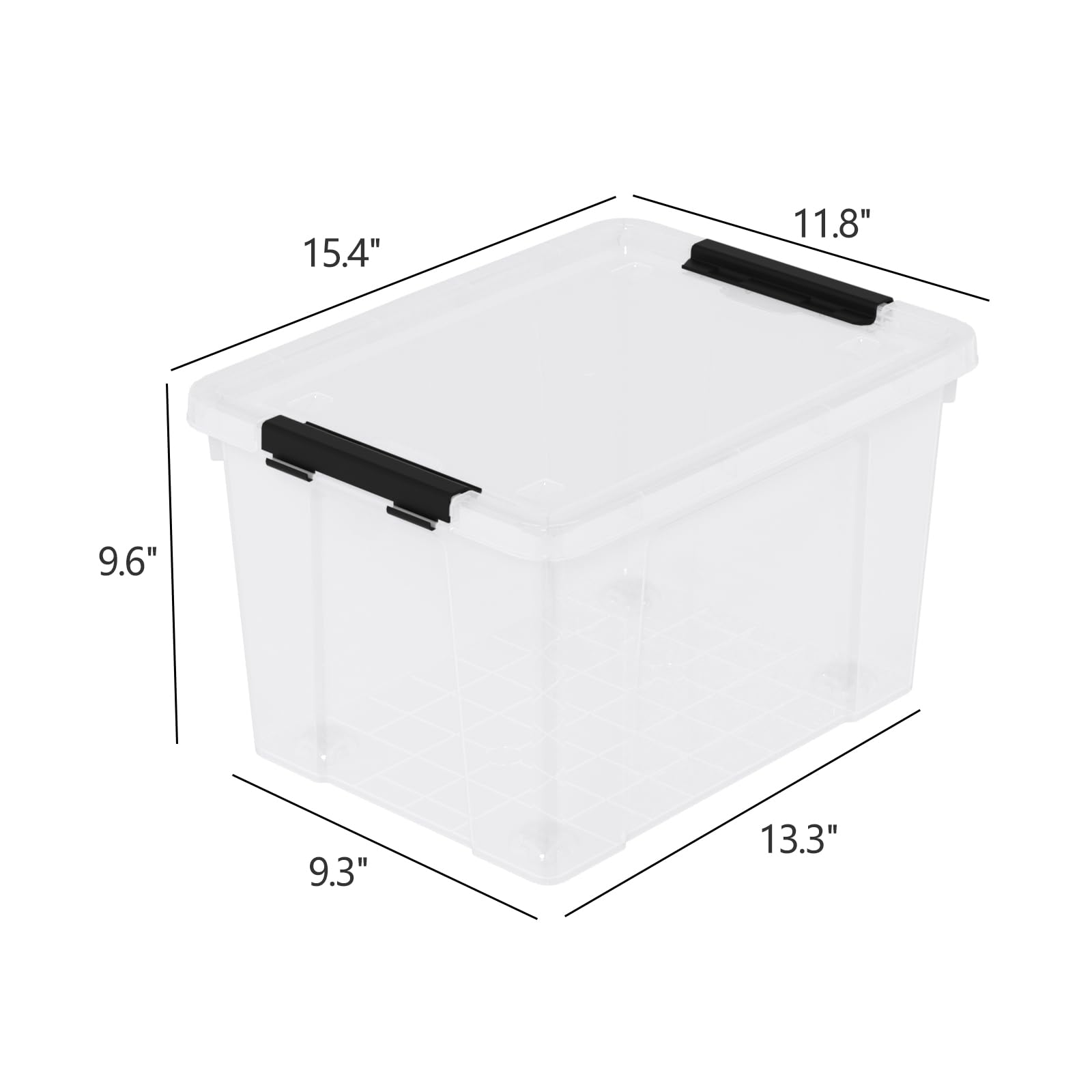 DynkoNA 22 Quart Plastic Latching Storage Box with Wheels, 6-pack Clear Lidded Storage Bins