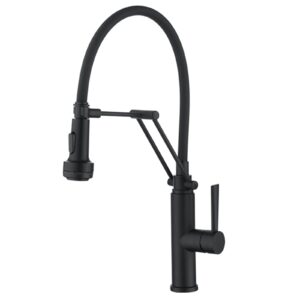 folding kitchen faucet pull down flexible hose kitchen sink faucet with 4 function sprayer 360° rotation stainless steel single lever kitchen mixer tap for hot and cold water,black (color : black)