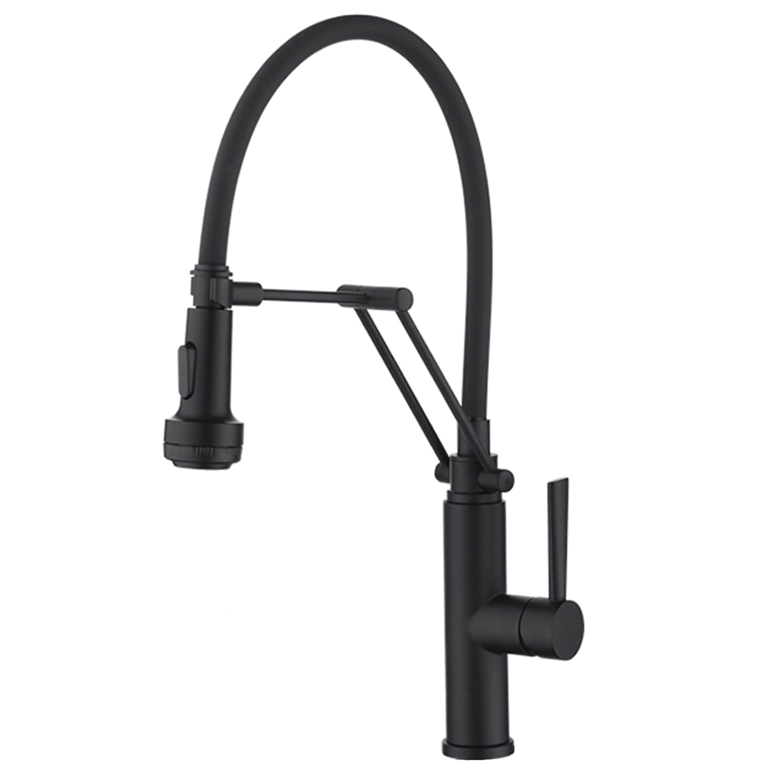 Folding Kitchen Faucet Pull Down Flexible Hose Kitchen Sink Faucet with 4 Function Sprayer 360° Rotation Stainless Steel Single Lever Kitchen Mixer Tap for Hot and Cold Water,Black (Color : Black)