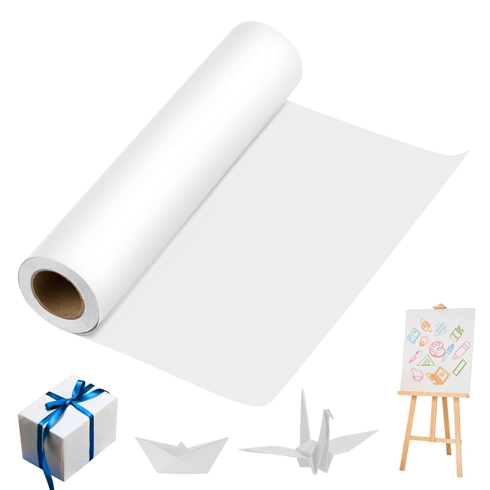 White Wrapping Paper 12"×1200" Art Craft Paper Roll for Kids, Wrapping Paper for Gifts, White Easel Paper Roll for Painting Drawing, White Construction Paper