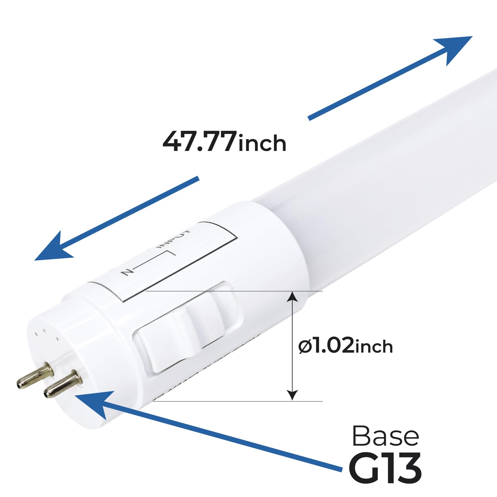 LED ATOMANT 4 Pack 3CCT 4FT LED T8 Type B Light Tube 18W 2200 Lumens, 2700K/4000K/5000K Selectable, Ballast Bypass, Double Ended Connection, Frosted Cover