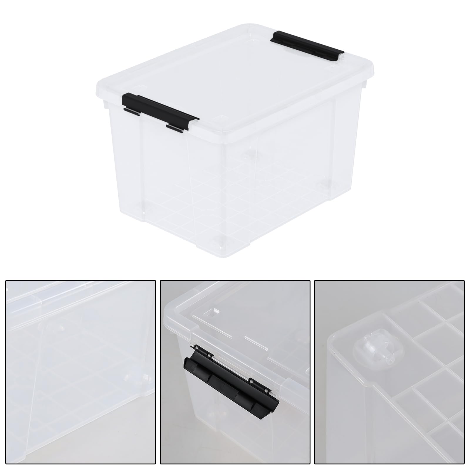 DynkoNA 22 Quart Plastic Latching Storage Box with Wheels, 6-pack Clear Lidded Storage Bins