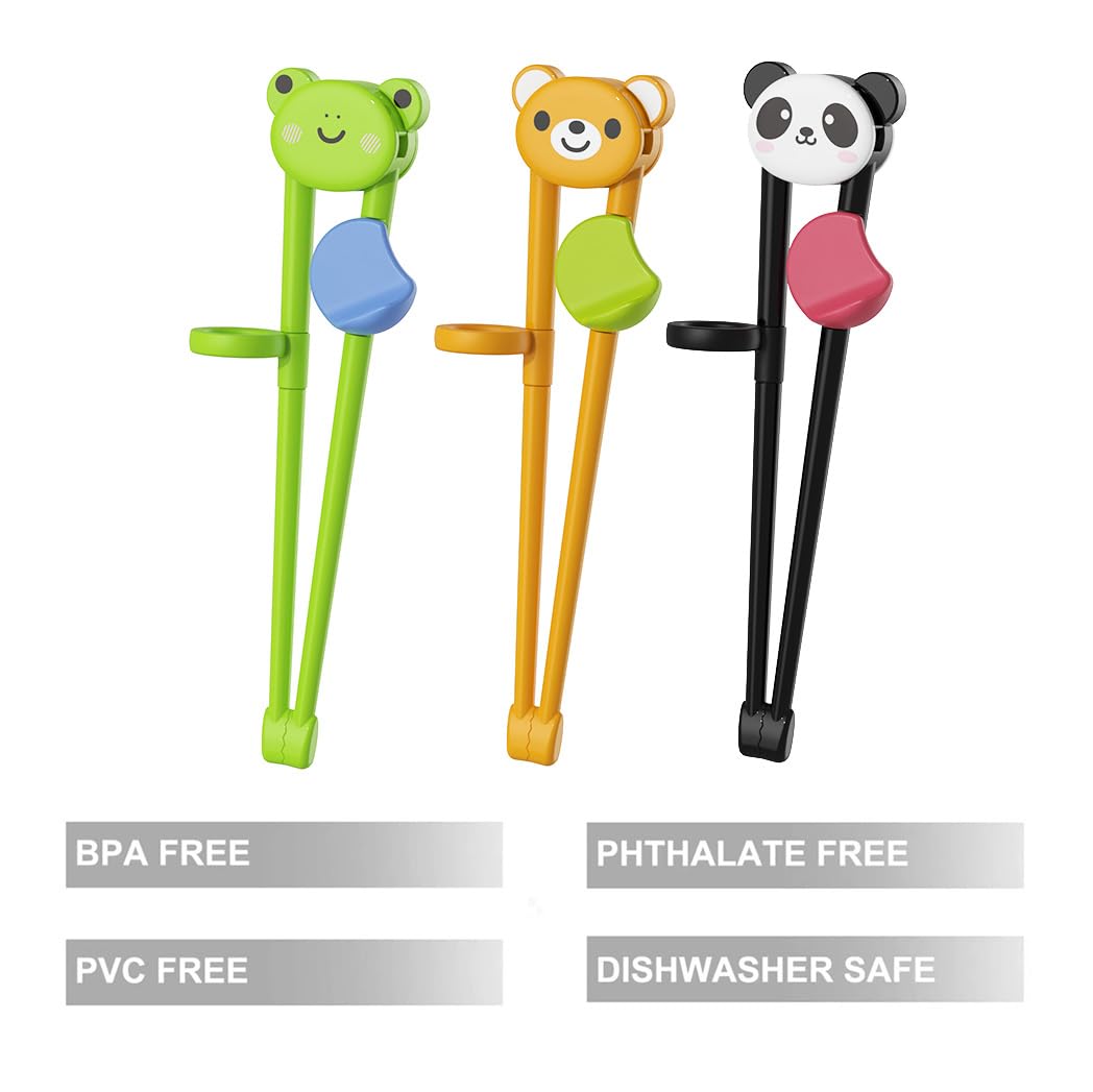 PandaEar 3 Pairs Training Chopsticks for Kids Toddlers, Learning Chopsticks for Beginners trainer, Toddler Chopsticks, Kids Chop Sticks