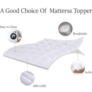 Full Size- 1 Piece 800 GSM Down Alternative 2 Inch Thick Upto 15" Deep Pocket Fluffy Mattress-Topper Protector for Extra Soft Comfortable Sleep for All Season- Full(54X75 Inche), Burgundy