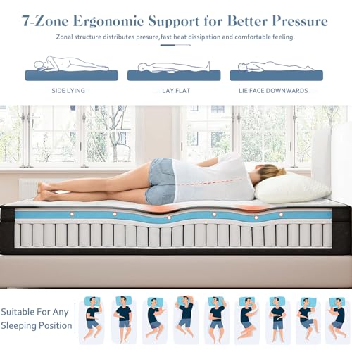 DreamQi Twin Mattress,Twin Size Mattresses,Gel Memory Foam and Pocket Spring 8 Inch Hybrid Twin Mattress for Kids,Medium Firm,Breathable Comfort Soft Twin Bed Mattress in a Box,Pressure Relief