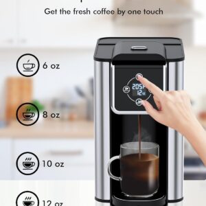 SIFENE 3-in-1 Single Serve Coffee Maker for K-pods, Ground Coffee, and Loose Leaf Tea, Custom Temperature and Strength Control, Quick Brew with Large 50 oz Reservoir