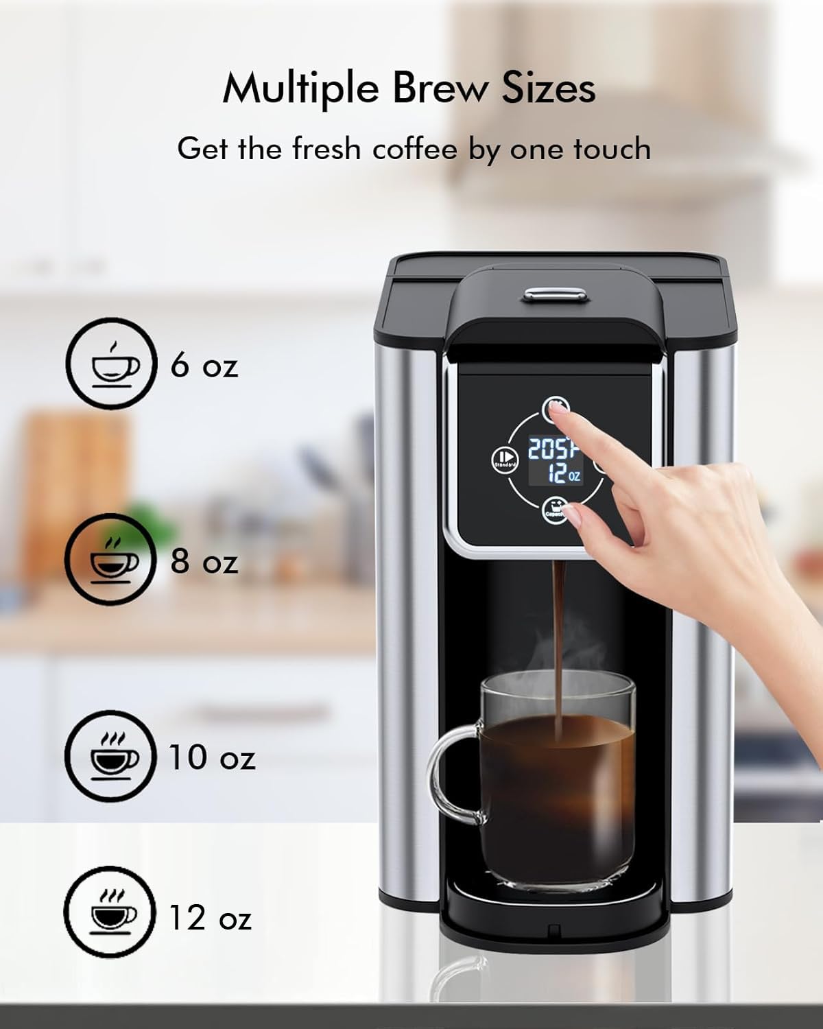 SIFENE 3-in-1 Single Serve Coffee Maker for K-pods, Ground Coffee, and Loose Leaf Tea, Custom Temperature and Strength Control, Quick Brew with Large 50 oz Reservoir