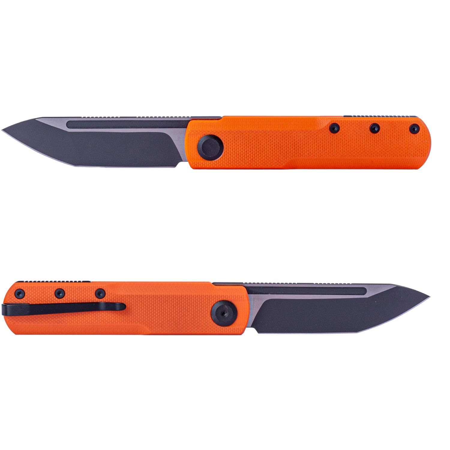 Real Steel Knives G-Tanto Slipjoint Folding Knife 2.64" Nitro-V Black Two-Tone Finish Tanto Blade-Orange G10 Handle, Designed by Ostap Hel, Perfect for Camping, Hiking, Daily Cutting Tasks