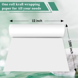 White Wrapping Paper 12"×1200" Art Craft Paper Roll for Kids, Wrapping Paper for Gifts, White Easel Paper Roll for Painting Drawing, White Construction Paper