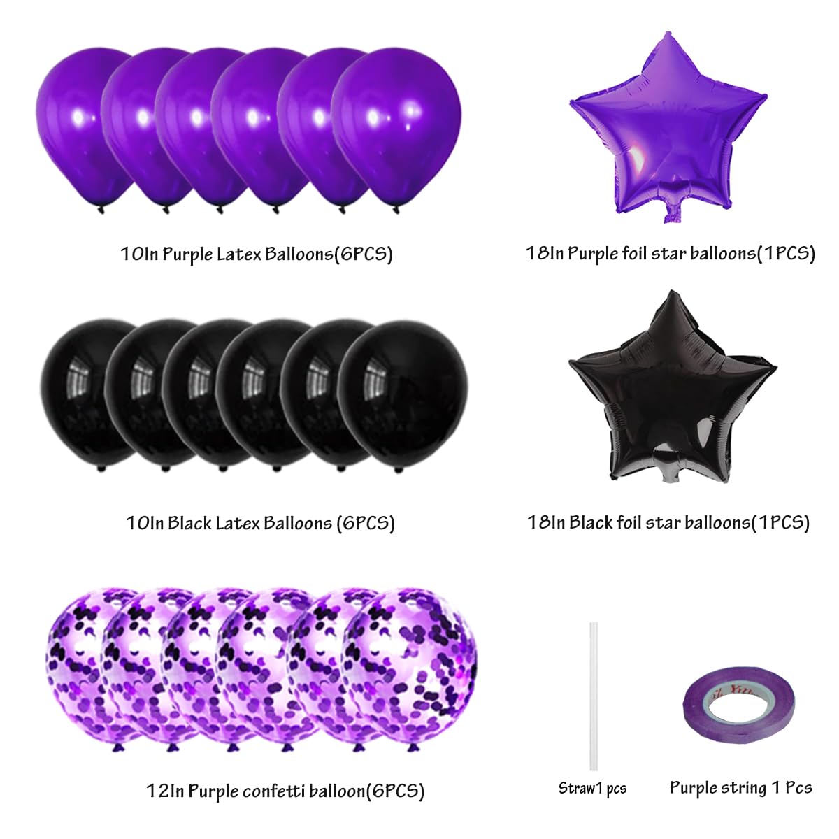 Purple Themed 2024 Graduation Decorations, Purple Congrats Grad Banner with Black Purple Latex and Fiol Star Balloons for Purple Congrats Grad Graduation Class of 2024 Party Decorations