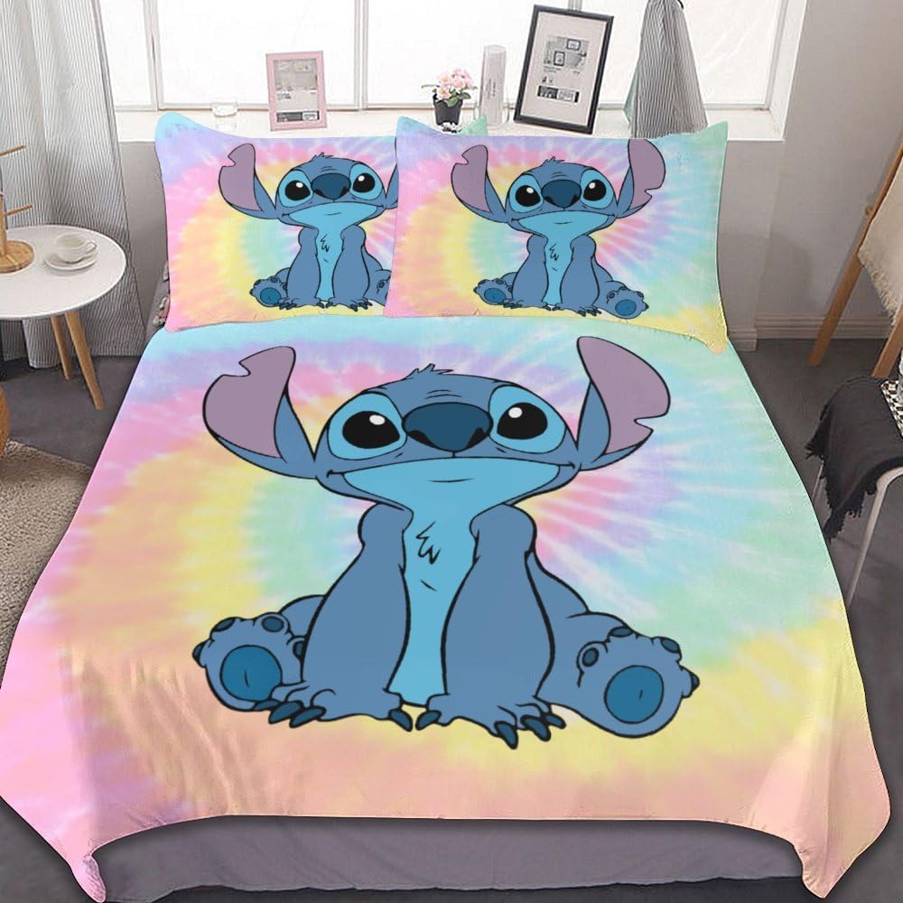 MSLuLa Cartoon Bed Duvet Cover Cute Kids Adults Bedding Sets Anime 3D Printed Lightweight 3 Pieces Comforter Cover Sets with 1 Duvet Cover and 2 Pillow Cases, Queen