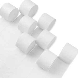 partywoo crepe paper streamers 8 rolls 656ft, pack of pearl white crepe paper party streamers, crepe paper for birthday decorations, party decorations, wedding decorations (1.8 inch x 82 ft/roll)