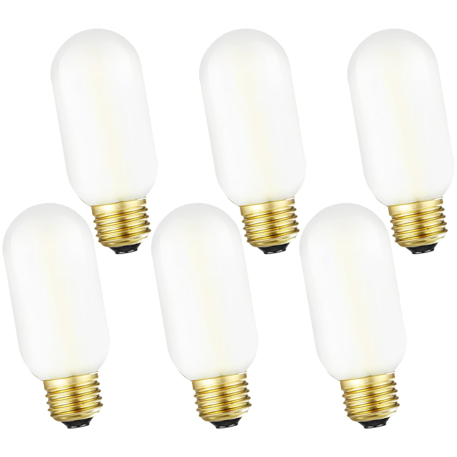 Leools E26 LED Bulb 6W Equivalent e26 led Bulb 60 Watt Warm White 2700K Frosted Glass Dimmable E26 Edison Bulb AC120V 600lm Tubular T14 LED Bulb for Pendant, Sputnik, Pack of 6.