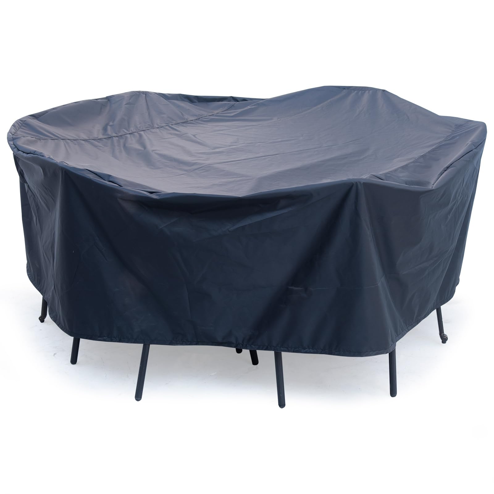 CEMYT Round Patio Furniture Cover Waterproof Out Table Furniture Set Cover Heavy Duty UV Resistant Anti-Fading Table Chair Cover for Deck, Lawn and Backyard, 62"D x 28"H (Black, 62"D x 28"H)