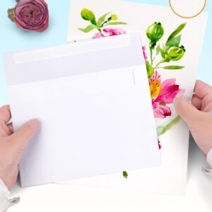 Watercolor Cards and Envelopes Set - 50 Folded 5x7 Inch Blank Heavyweight Paper Cards (140lb/300gsm) with Matching Envelopes for DIY Greeting Cards, Festivals, and Events