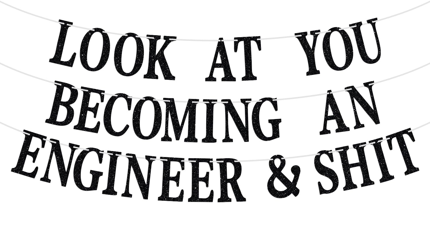 Look at You Becoming an Engineer Banner, Congrats Grad/You Did It/Congratulations Sign, Engineer Degree Graduation Party Decorations Supplies