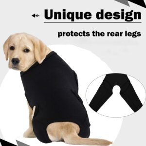 ROZKITCH Dog Surgery Recovery Sleeve Rear Right Left Leg, Pet Prevent Licking Wound Elbow Brace Protector, Dog Recovery Suit Cone Collar Alternative for Sprain ACL CCL Arthritis Joint Care Black XL