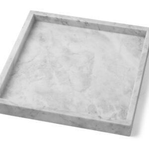 Moreast Real Marble Tray for Bathroom Kitchen, Genuine Natural Stone Decorative Tray on Vanity Dresser Nightstand Desk, 10 x 10 (Grey)