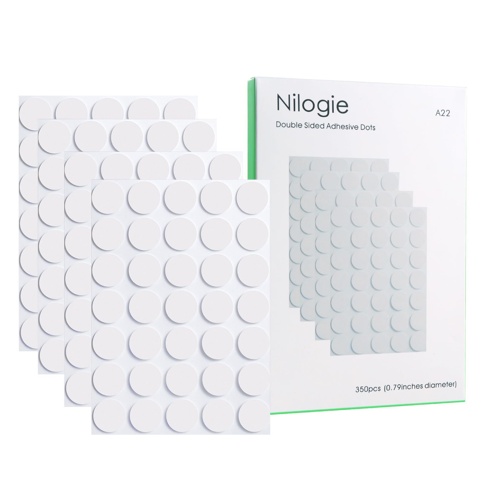 Nilogie 350 Pcs (0.79 Inch Diameter) 20mm Double Sided Adhesive Glue Round Dots Stickers Removable Clear Sticky Tack Putty Waterproof for Balloon, Crafts, Art Decoration