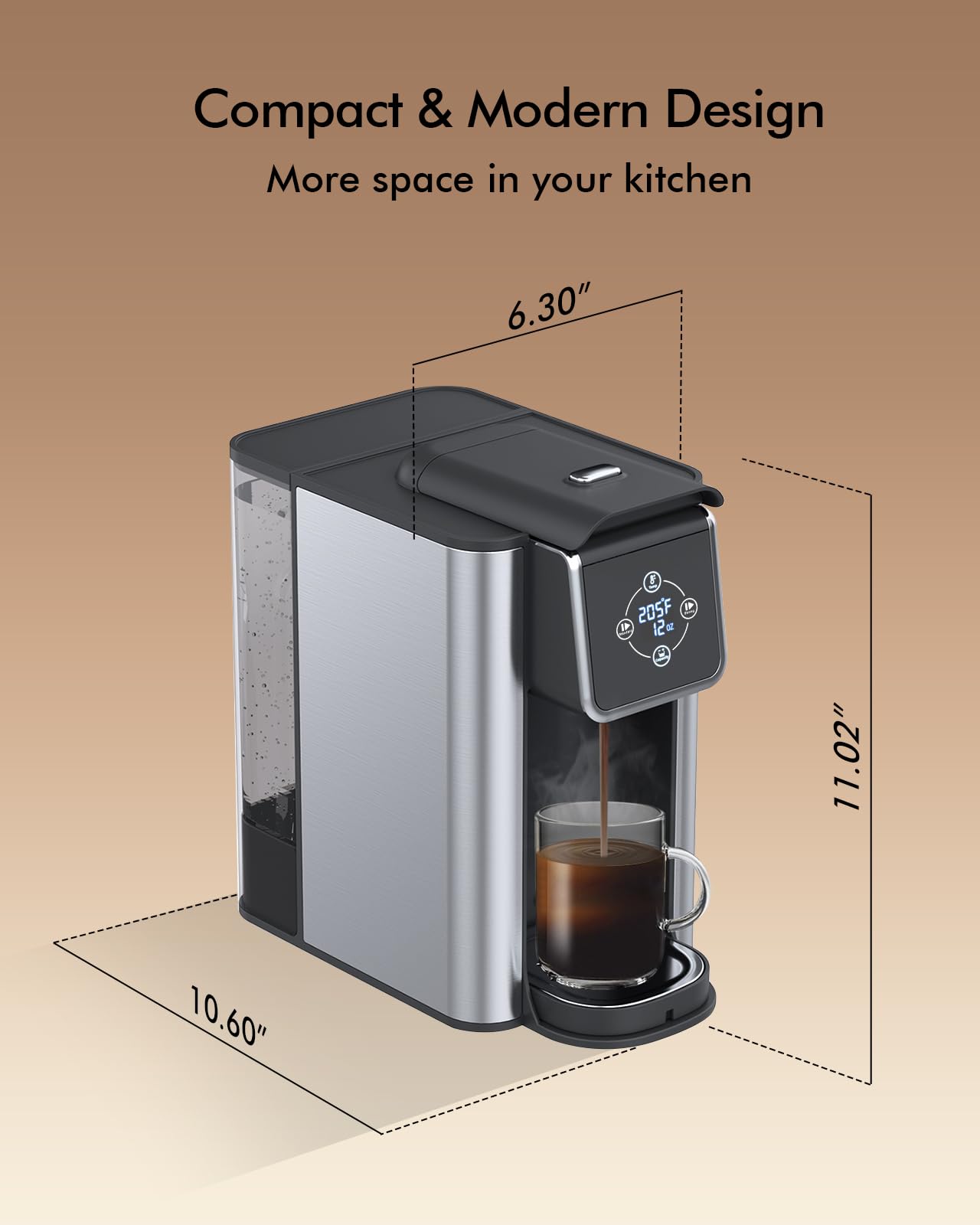 SIFENE 3-in-1 Single Serve Coffee Maker for K-pods, Ground Coffee, and Loose Leaf Tea, Custom Temperature and Strength Control, Quick Brew with Large 50 oz Reservoir