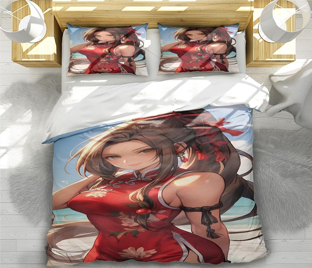 MattUi Arcade Game Sexy Girl Anime 3D Bedding Set Soft Breathable Microfiber Duvet Cover, Bedroom Decor 3 Piece Set (8,Queen 90x90in + 20x30in)