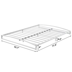 IDEALHOUSE Low Profile Full Bed Frame, 6 Inch Heavy Duty Metal Full Size Platform Bed Frame, Mattress Foundation with Steel Slat Support, No Box Spring Needed, Easy Assembly, White