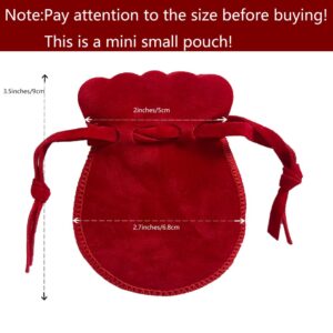 wanerxin 10pcs Mini Small Velvet Drawstring Pouches Gift Bags for Jewelry,Ring,Earrings,Earphone,Wedding Favors, Party Favors,2.7" X 3.6"(red)