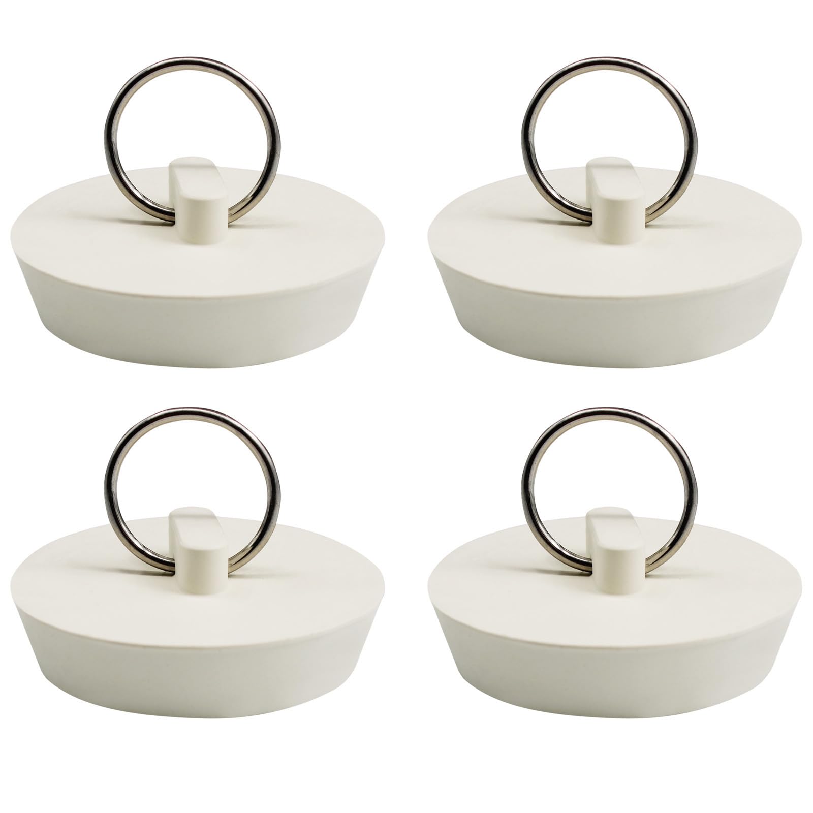 AUXBC Rubber Tub Stopper 4 Pieces, Drain Stoppers, Sink Stopper, Drain Plug Bathtub Plug, Kitchen Bathtub Odor-Proof Drain Cover Fits 1-7/8 Inch with Hanging Ring, White