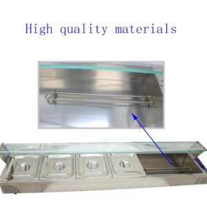 TECHTONGDA 6-Pan Bain-Marie Buffet Food Warmer Electric Steam Heater Stainless Steel Parties Catering Restaurants 1500W