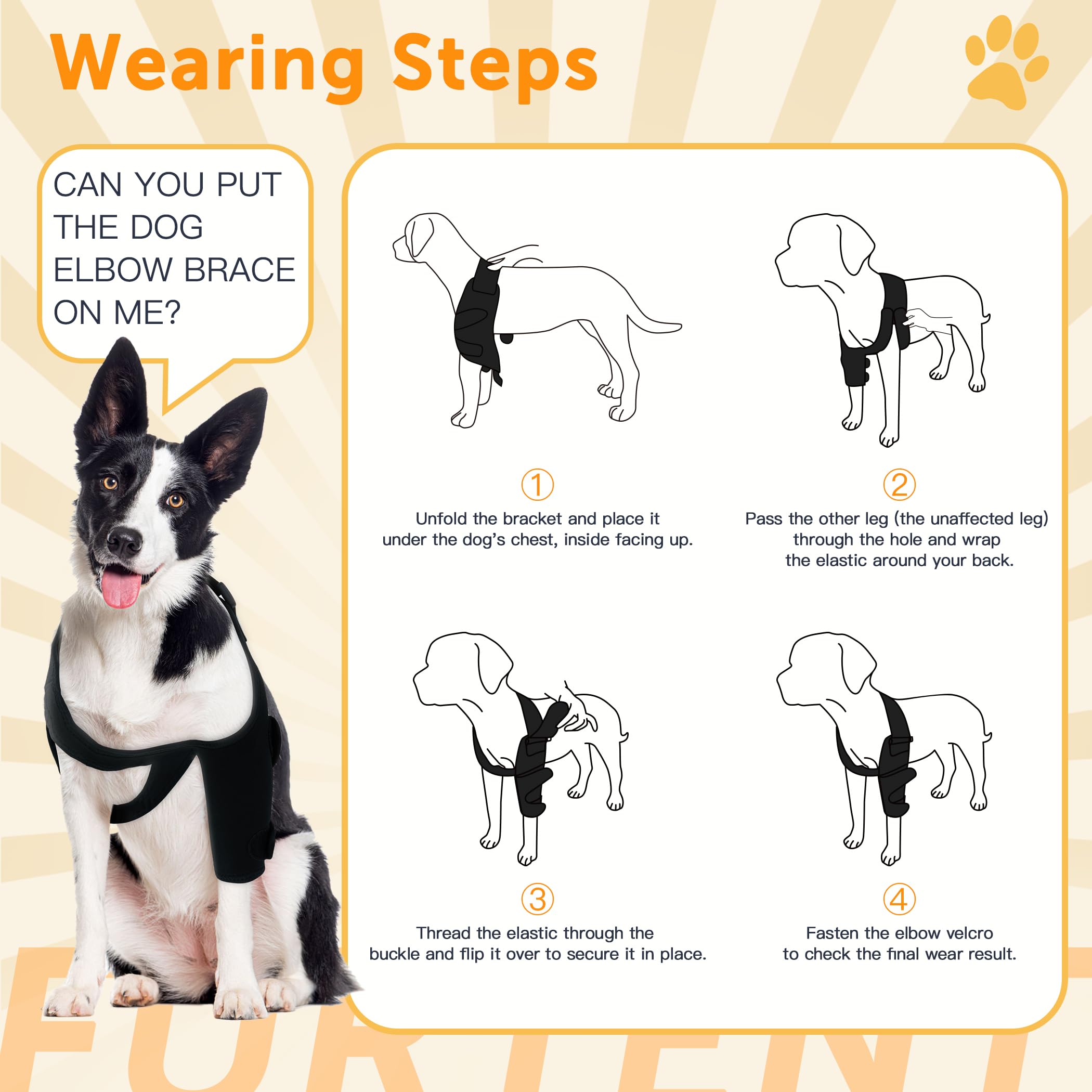 Furtent Dog Front Leg Brace for Elbow Dysplasia, Shoulder Dislocation, Hygroma, Pet Prevent Licking Wound Elbow Protector, Avoid Cone of Shame, Abrasion Resistant Dog Recovery Sleeve, M