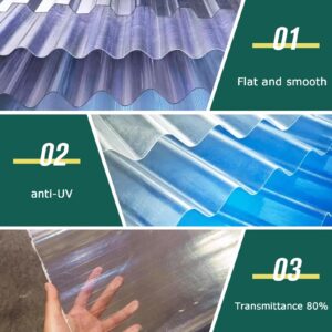 KDDEON 2.2mm Thick FRP Daylighting Panels,Clear Roof Sheet,Transparent Roofing Sheet,Corrugated Roofing Material,Rainproof Board,Sunroom Daylighting Plate,for Canopy Balcony Carport (35x47in,1 PCS)