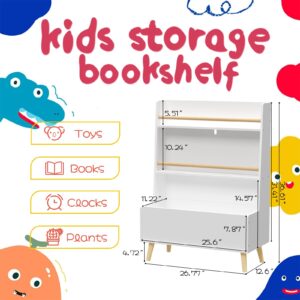 BAOMKONG Kids Bookshelf, Children's Book and Toy Display Rack, Toy Storage Cabinet Organizer for Children's Room, Playroom, Nursery, White