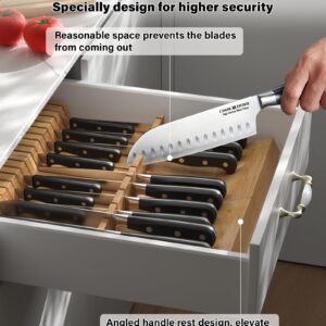 Cook N Home In-Drawer Knife Block Organizer 18-slot, (2pc 9-Slot) Kitchen Knife Cutlery Holder Drawer Storage, Holds up to 18 Knives (Not Included)