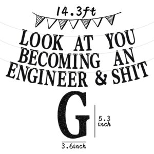 Look at You Becoming an Engineer Banner, Congrats Grad/You Did It/Congratulations Sign, Engineer Degree Graduation Party Decorations Supplies