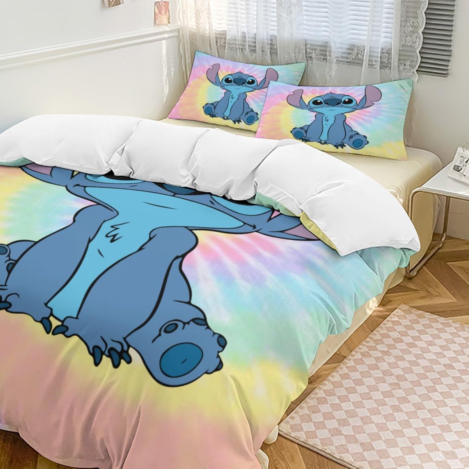 MSLuLa Cartoon Bed Duvet Cover Cute Kids Adults Bedding Sets Anime 3D Printed Lightweight 3 Pieces Comforter Cover Sets with 1 Duvet Cover and 2 Pillow Cases, Queen