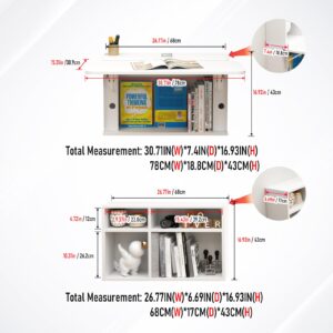 Bixiaomei 80'' Floating Desk with Storage Shelves, Wall Mounted Desk Laptop Computer Writing Study Table, Folding Drop Leaf Table, Multifunctional Computer Workstation for Small Space